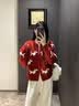 麥思婭紅色圣誕新年氛圍感雙拉鏈加厚毛衣開衫女冬新款圓領針織外套 紅色 S 曬單實拍圖