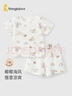 童泰（TONGTAI）寶寶短袖套裝夏季純棉嬰兒上衣兒童內衣男女童短褲提花藍色100cm 曬單實(shí)拍圖