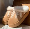 梵昇昱拖鞋女2026新款春季百搭厚底增高舒適條紋包頭保暖防滑毛口鞋女士 棉拖鞋【毛絨卡其】 40-41 適合39-40 曬單實(shí)拍圖