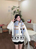 啄木鳥(niǎo)日系羊毛格子圍巾女秋冬季感2024新款保暖護頸粉色圍脖情侶款禮物 藍咖(羊毛不能水洗 需要干洗) 曬單實(shí)拍圖