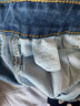 開(kāi)叉高腰微喇牛仔褲女顯瘦長(cháng)褲 深藍色 L 曬單實(shí)拍圖