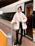 MAGIOPY品牌奢侈高端高端氣質(zhì)毛絨拼接仿皮草外套女士冬季2026新款千金感 乳白色 XL （建議135斤以?xún)龋?曬單實(shí)拍圖