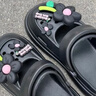 梵昇昱洞洞鞋女夏季外穿黑色小花厚底透氣防臭防滑沙灘包頭涼鞋涼拖鞋 洞洞鞋黑【小花】 36-37 曬單實(shí)拍圖