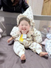 巴拉巴拉童裝寶寶外出連體衣羽絨服新生兒哈衣嬰兒冬裝萌男童女童兒童 咖色調00355-白鴨絨 80 cm-充絨量93g 曬單實(shí)拍圖