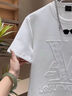 2025夏季新款男士圓領(lǐng)短袖T恤時(shí)尚潮流亮片刺繡字母體恤衫半袖衫 白色 L 曬單實(shí)拍圖