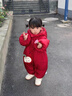 班喜迪嬰兒衣服冬裝嬰幼兒連體衣滿(mǎn)月百天女寶寶周歲禮服外出棉服拜年服 紅色 90cm 曬單實(shí)拍圖