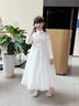 小咔衣濃女童禮服公主裙主持人蓬蓬紗花童婚紗小女孩鋼琴演奏演出服秋冬季 白色長(cháng)袖長(cháng)款 130 曬單實(shí)拍圖