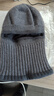 啄木鳥(niǎo)帽子男冬天加厚保暖毛線(xiàn)帽圍脖一體棉帽冬騎車(chē)防風(fēng)防寒頭套針織帽 連體款深灰色 加絨保暖有彈性 曬單實(shí)拍圖