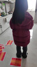 雅鹿兒童中長(cháng)款紅色女童羽絨服冬季2025新款洋氣女寶大童加厚外套冬裝 酒紅 140 曬單實(shí)拍圖