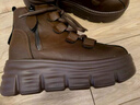 狄德拉真皮內增高馬丁靴女英倫風(fēng)2025秋冬新款厚底松糕加絨棉鞋棕色短靴 棕色【加絨】 37 (235mm) 標準尺碼 曬單實(shí)拍圖