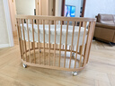 Boori奧西斯新生嬰兒床實(shí)木多功能bb寶寶拼接床櫸木圓床可調解移動(dòng) 山毛櫸【杏仁色】+4D床墊 曬單實(shí)拍圖
