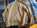 重磅加厚100%羊毛秋冬新款羊毛衫女高領(lǐng)套頭毛衣寬松短款打底衫 米色 M 90-115斤 曬單實(shí)拍圖