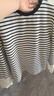 闊色（kuose）條紋針織長(cháng)袖T恤女2025春季新款內搭打底衫設計感花邊袖口秋 條紋 M 曬單實(shí)拍圖