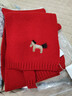出口原單小馬刺繡WOOL羊毛新年紅色圍巾男女秋冬保暖圍脖無(wú)禮盒 紅色羊毛 曬單實(shí)拍圖