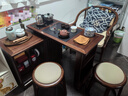 格雅木語(yǔ)黑胡桃實(shí)木茶桌一體可旋轉小茶臺新中式創(chuàng  )意功夫茶幾可移動(dòng)茶水柜 茶桌+圍椅（含軟包）+圓凳*2 曬單實(shí)拍圖