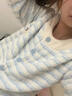 另塵2025新款睡衣女款秋冬季半邊絨長(cháng)袖條紋藍色女士大碼珊瑚絨家居服 D25041 藍色條紋開(kāi)衫套 M 曬單實(shí)拍圖