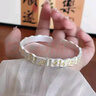 千足尹足銀999.9古法描金招財貓波浪手鐲女實(shí)心新中式國潮風(fēng)禮物送女友 足銀描金凹凸吉言貓手鐲約25克 曬單實(shí)拍圖