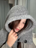 目丸灰色巴拉克拉法帽女秋冬季針織帽子圍脖一體大頭圍保暖護耳毛線(xiàn)帽 灰色 曬單實(shí)拍圖