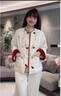 皮爾卡丹（pierre cardin）新中式國風(fēng)刺繡棉服女冬大碼胖mm新年戰袍棉衣外套 紅色 M (建議80-100斤) 曬單實(shí)拍圖