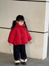 班喜迪女童羽絨服冬裝新款女寶寶衣服嬰兒外套兒童冬季小童裝過(guò)年拜年服 紅色 90 充絨量：62g 曬單實(shí)拍圖