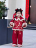 女童套裝加厚2025新款洋氣兒童衣服秋冬季小女孩國風(fēng)新年服兩件套 紅色 110 cm 曬單實(shí)拍圖