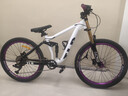 探路人軟尾山地土坡自行車(chē)雙肩氣壓減震油剎鋁合金180響學(xué)生速降越野車(chē) 雪山白【黑胎】 26寸【150-180的身高】 低配【前后雙簧減震+藍圖10速】 曬單實(shí)拍圖