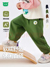 迷你木木屋兒童褲子春秋衛褲男童女童束腳運動(dòng)褲中小童長(cháng)褲 軍綠睡覺(jué)熊 100  曬單實(shí)拍圖