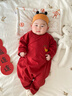 迪士尼（Disney）嬰兒衣服新生兒連體衣過(guò)年服滿(mǎn)月寶寶拜年百天周歲喜慶紅色春秋季 曬單實(shí)拍圖