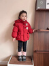 班喜迪女童棉服冬裝2025新款兒童加絨夾棉新年外套寶寶拜年服棉襖衣冬季 紅色 90 cm 曬單實(shí)拍圖