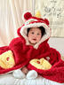 七樂(lè )豆嬰兒新年外出夾棉斗篷幼兒寶寶紅色加絨拜年服小月齡防風(fēng)保暖披風(fēng) 醒獅紅 均碼 L 適合0-6歲寶寶 曬單實(shí)拍圖