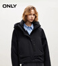 ONLY2025冬季新款寬松三防落肩短款抽繩白鴨絨羽絨服女|125423056 H1Z黑色 S 曬單實(shí)拍圖