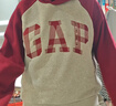 GAP男女裝春款logo抓絨撞色插肩袖寬松連帽衫衛衣788134 淺灰色 M (170/92A) 亞洲尺碼 曬單實(shí)拍圖