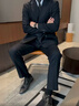 馬尼亞袋鼠【次日達可選】秋冬新款西服套裝男士修身商務(wù)正裝外套職業(yè)西裝整 (西服+西褲+襯衫)黑色7件套 5XL 【155-175斤】 偏小 曬單實(shí)拍圖