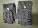 回力（Warrior）手套男秋冬季針織半指手套保暖學(xué)生寫(xiě)字辦公毛線(xiàn)翻蓋漏指棉手套女 深灰色 均碼 曬單實(shí)拍圖