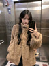 她芙（tafu）品牌女裝皮草外套女中長(cháng)款2025冬季新款韓版仿羊羔毛皮毛一體上衣 摩卡棕 M  【推薦100-120斤】 曬單實(shí)拍圖