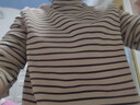 百圖betu女裝秋冬新款T恤條紋半高領(lǐng)保暖打底衫抗菌長(cháng)袖女2310T43 咖啡色 S 曬單實(shí)拍圖