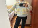 妙奕嘉條紋開衫毛衣女2026冬季外穿毛衣針織衫外套內搭打底毛衣女裝 溫柔風條紋軟糯開衫毛衣【藍色】 均碼 (建議80-130斤） 曬單實拍圖