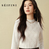 詩(shī)凡黎（‘S EIFINI）【浮雕肌理衫】詩(shī)凡黎蕾絲半高領(lǐng)針織打底衫25秋新款鏤空提花毛衣 珍珠白 XL 曬單實(shí)拍圖