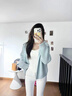 歌詩(shī)慧毛衣女2025新款外套針織衫開(kāi)衫大毛領(lǐng)洋氣女裝秋冬季高級感上衣 連帽可拆卸毛領(lǐng)針織開(kāi)衫【淺藍色】 均碼 曬單實(shí)拍圖