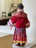 年衣【董璇同款】女童漢服套裝冬季新款中式馬面裙加絨盛世躍馬漢服 年衣紅 120 曬單實(shí)拍圖