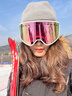 酷峰滑雪眼鏡登山男女滑雪裝備雙層防霧柱面護目鏡可戴近視滑雪鏡 【高清防霧】麋鹿-櫻花粉 曬單實(shí)拍圖
