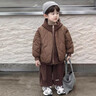 迪士尼（Disney）男童冬季棉服加厚套裝2025新款1-9歲兒童馬甲三件套冬裝衣服外穿 咖色冬款加厚三件套 120 曬單實(shí)拍圖