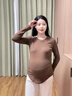 芬也（FENYE）芬也孕婦打底衫秋冬款加厚德絨保暖上衣孕期半高領(lǐng)內搭長(cháng)袖孕婦裝 咖啡 XL 曬單實(shí)拍圖
