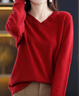 VHLK羊絨衫女2025秋冬新款V領(lǐng)保暖寬松套頭長(cháng)袖山羊絨衫毛衣女 大紅色 4XL 建議150--165斤 曬單實(shí)拍圖