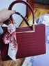 麥迪克（Mcttick）包包女包頭層牛皮中年女士包送婆婆長(cháng)輩手提包新年生日禮物送媽媽 紅色 曬單實(shí)拍圖