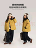 布丁哈魯女童復古條紋內里棉服秋冬新品中大童撞色翻領(lǐng)棉衣兒童寬松外套潮 曬單實(shí)拍圖
