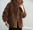 云旗千裘海寧皮草女2025新秋冬羊羔毛外套小個(gè)子皮毛一體羊剪絨大衣短款 泰迪棕 S 建議95-115斤 曬單實(shí)拍圖