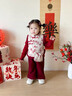 班喜迪女童套裝冬裝新款寶寶公主周歲禮服兒童中式國風(fēng)冬季喜慶拜年衣服 紅色 80 曬單實(shí)拍圖