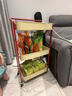 桂岐免安裝多層廚房收納置物架落地移動(dòng)小推車(chē)調料功能貨架子儲物蔬菜 【三層折疊帶輪-百香果拼色-扶手款】 曬單實(shí)拍圖