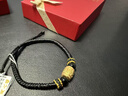 周六福新年禮物  黃金手飾男款足金小金桶黑瑪瑙編織手繩 定價(jià) 1.03g 曬單實(shí)拍圖